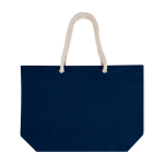 Strandtas van gerecycled katoen met touwhengsels 270 g/m² kleur marineblauw tweede weergave achterkant
