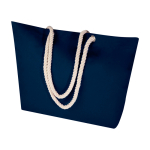 Strandtas van gerecycled katoen met touwhengsels 270 g/m² kleur marineblauw tweede weergave