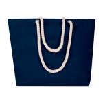 Strandtas van gerecycled katoen met touwhengsels 270 g/m² kleur marineblauw derde weergave voorkant