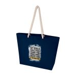 Strandtas van gerecycled katoen met touwhengsels 270 g/m² kleur marineblauw weergave transfer printen