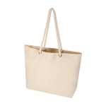 Strandtas van gerecycled katoen met touwhengsels 270 g/m² kleur naturel