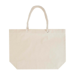 Strandtas van gerecycled katoen met touwhengsels 270 g/m² kleur naturel tweede weergave achterkant