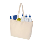 Strandtas van gerecycled katoen met touwhengsels 270 g/m² kleur naturel derde weergave