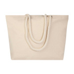 Strandtas van gerecycled katoen met touwhengsels 270 g/m² kleur naturel derde weergave voorkant
