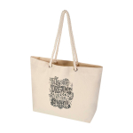 Strandtas van gerecycled katoen met touwhengsels 270 g/m² kleur naturel weergave transfer printen