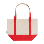 Multifunctionele tas van gerecycled katoen met hengsels 320 g/m² kleur rood tweede weergave achterkant