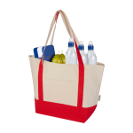 Multifunctionele tas van gerecycled katoen met hengsels 320 g/m² kleur rood tweede weergave