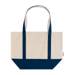 Multifunctionele tas van gerecycled katoen met hengsels 320 g/m² kleur marineblauw tweede weergave voorkant