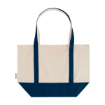 Multifunctionele tas van gerecycled katoen met hengsels 320 g/m² kleur marineblauw tweede weergave achterkant