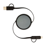 Intrekbare datasync-kabel van plastic en aluminium kleur zwart tweede weergave voorkant