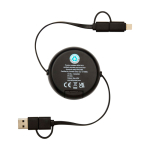 Intrekbare datasync-kabel van plastic en aluminium kleur zwart tweede weergave achterkant