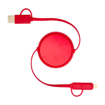 Intrekbare datasync-kabel van plastic en aluminium kleur rood tweede weergave voorkant