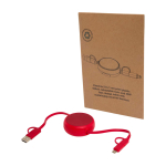 Intrekbare datasync-kabel van plastic en aluminium kleur rood