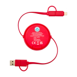 Intrekbare datasync-kabel van plastic en aluminium kleur rood tweede weergave achterkant