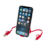 Intrekbare datasync-kabel van plastic en aluminium kleur rood derde weergave