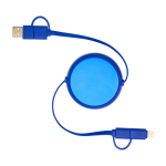 Intrekbare datasync-kabel van plastic en aluminium kleur koningsblauw tweede weergave voorkant