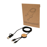 Snellaadkabel van gerecycled plastic en bamboe 5-in-1 27W kleur zwart weergave bedrukking logo 2