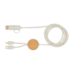 Snellaadkabel van gerecycled plastic en bamboe 5-in-1 27W kleur wit tweede weergave voorkant