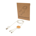 Snellaadkabel van gerecycled plastic en bamboe 5-in-1 27W kleur wit