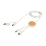 Snellaadkabel van gerecycled plastic en bamboe 5-in-1 27W kleur wit derde weergave