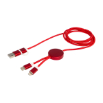 Laadkabel van gerecycled plastic en aluminium met datasync 5-in-1 kleur rood tweede weergave