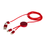 Laadkabel van gerecycled plastic en aluminium met datasync 5-in-1 kleur rood derde weergave