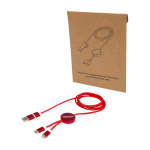 Laadkabel van gerecycled plastic en aluminium met datasync 5-in-1 kleur rood weergave bedrukking logo 2