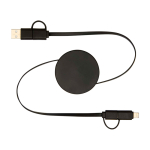 Snellaad- en datasync-kabel van gerecycled plastic 5-in-1 kleur zwart tweede weergave achterkant
