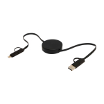 Snellaad- en datasync-kabel van gerecycled plastic 5-in-1 kleur zwart tweede weergave