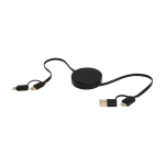 Snellaad- en datasync-kabel van gerecycled plastic 5-in-1 kleur zwart derde weergave