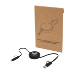 Snellaad- en datasync-kabel van gerecycled plastic 5-in-1 kleur zwart weergave tampondruk
