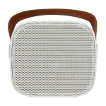 Draadloze luidspreker van gerecycled plastic met leren band 3W kleur wit tweede weergave voorkant
