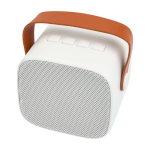 Draadloze luidspreker van gerecycled plastic met leren band 3W kleur wit tweede weergave