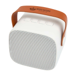 Draadloze luidspreker van gerecycled plastic met leren band 3W kleur wit