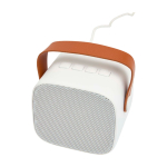 Draadloze luidspreker van gerecycled plastic met leren band 3W kleur wit derde weergave