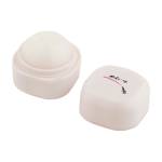 Lippenbalsem met vanillegeur en vierkante plastic behuizing SPF 15 kleur wit weergave tampondruk