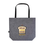 Boodschappentas van hoogwaardig gerecycled vilt met 20L capaciteit kleur donkergrijs weergave achterkant met logo