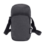 Telefoonhoes van gerecycled polyester met verstelbare bandjes kleur donkergrijs tweede weergave voorkant