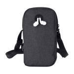Telefoonhoes van gerecycled polyester met verstelbare bandjes kleur donkergrijs tweede weergave achterkant