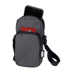 Telefoonhoes van gerecycled polyester met verstelbare bandjes kleur donkergrijs tweede weergave