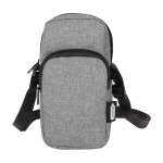 Telefoonhoes van gerecycled polyester met verstelbare bandjes kleur gemarmerd grijs tweede weergave voorkant