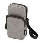 Telefoonhoes van gerecycled polyester met verstelbare bandjes kleur gemarmerd grijs