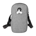 Telefoonhoes van gerecycled polyester met verstelbare bandjes kleur gemarmerd grijs tweede weergave achterkant