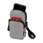 Telefoonhoes van gerecycled polyester met verstelbare bandjes kleur gemarmerd grijs tweede weergave