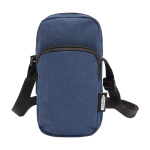 Telefoonhoes van gerecycled polyester met verstelbare bandjes kleur marineblauw tweede weergave voorkant
