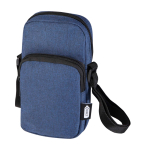 Telefoonhoes van gerecycled polyester met verstelbare bandjes kleur marineblauw