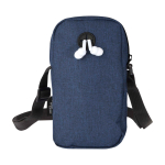 Telefoonhoes van gerecycled polyester met verstelbare bandjes kleur marineblauw tweede weergave achterkant