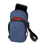 Telefoonhoes van gerecycled polyester met verstelbare bandjes kleur marineblauw tweede weergave