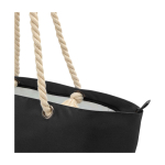 Strandtas van gerecycled polyester met koordhandvatten 23L kleur zwart weergave detail 1