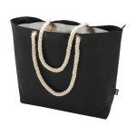 Strandtas van gerecycled polyester met koordhandvatten 23L kleur zwart tweede weergave